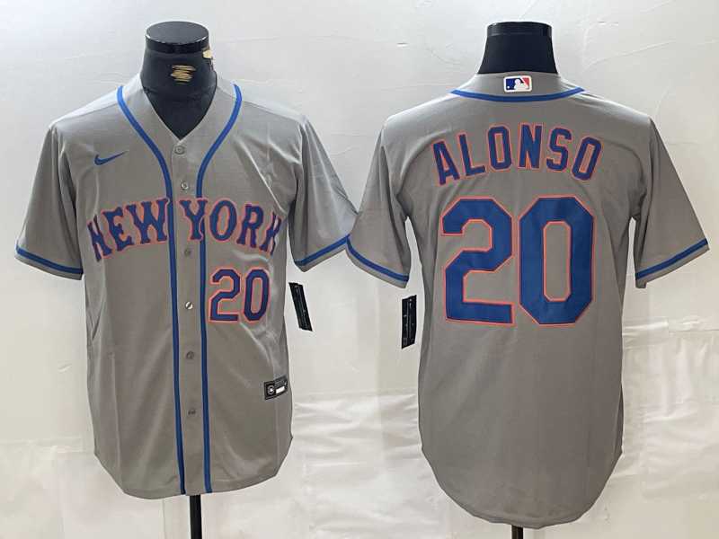 Mens New York Mets #20 Pete Alonso Grey Stitched Baseball Jersey